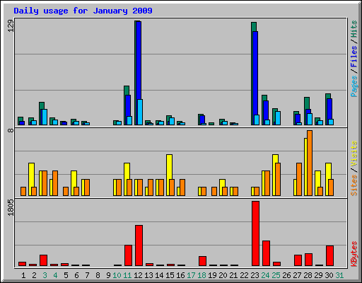 Daily usage for January 2009