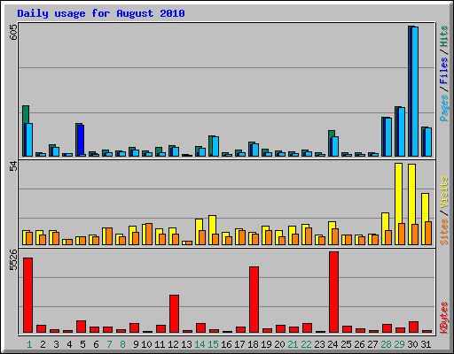 Daily usage for August 2010