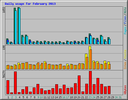Daily usage for February 2013