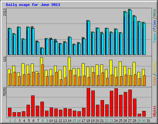 Daily usage for June 2013