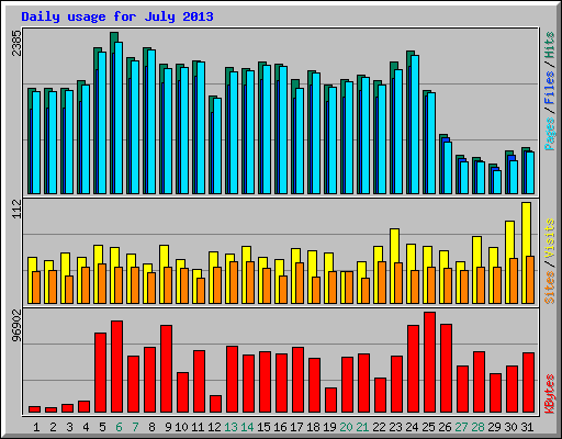 Daily usage for July 2013