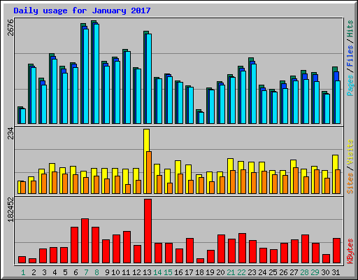 Daily usage for January 2017
