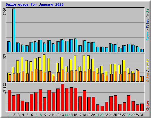 Daily usage for January 2023