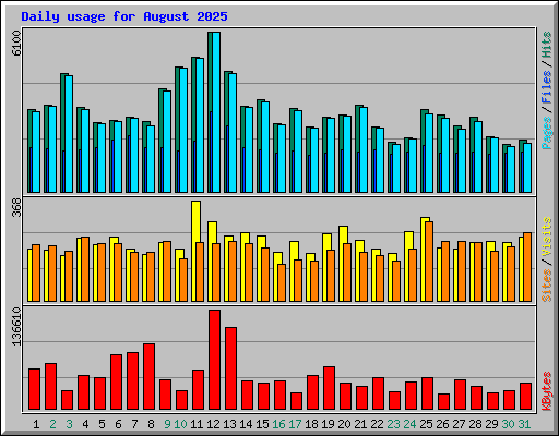 Daily usage for August 2025