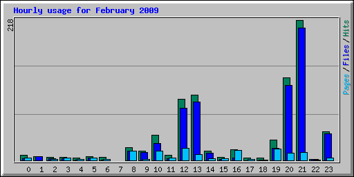 Hourly usage for February 2009