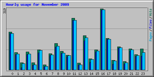 Hourly usage for November 2009