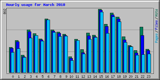 Hourly usage for March 2010