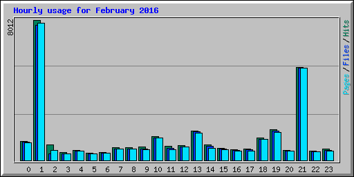 Hourly usage for February 2016