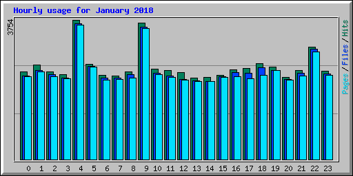 Hourly usage for January 2018
